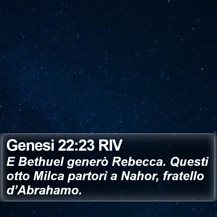 Genesi 22:23 RIV Bible Study