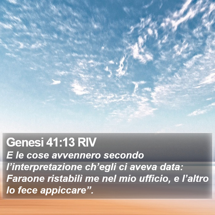 Genesi 41:13 RIV Bible Study