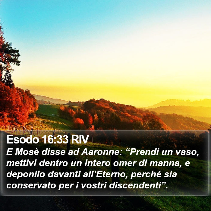 Esodo 16:33 RIV Bible Study