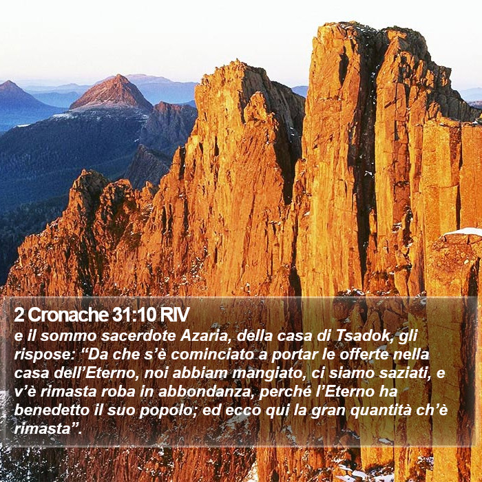 2 Cronache 31:10 RIV Bible Study