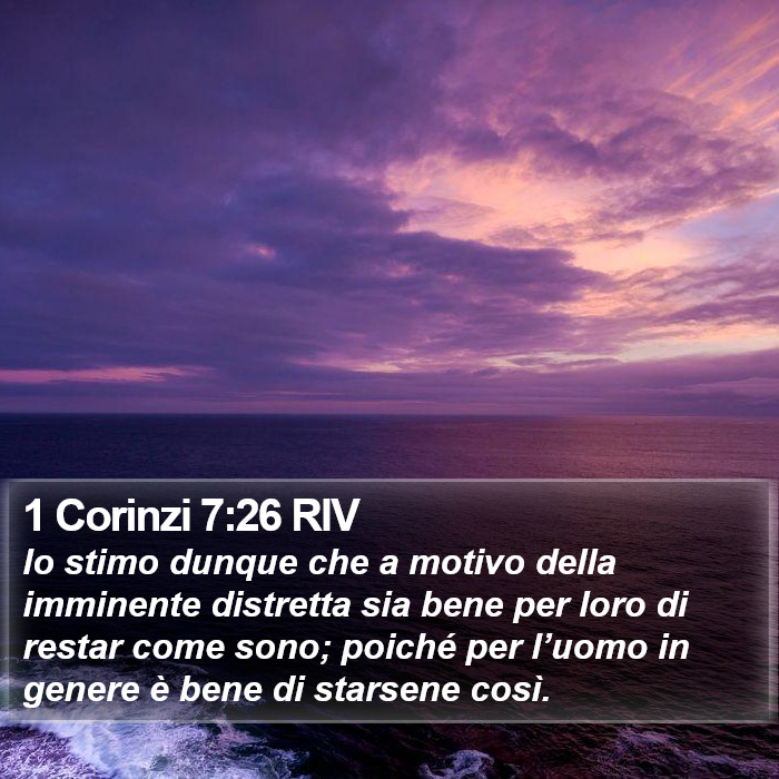 1 Corinzi 7:26 RIV Bible Study