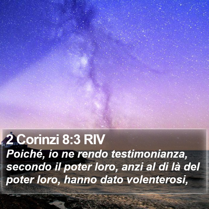 2 Corinzi 8:3 RIV Bible Study