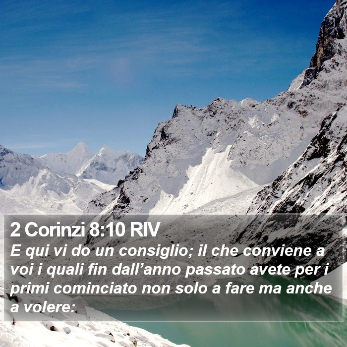 2 Corinzi 8:10 RIV Bible Study